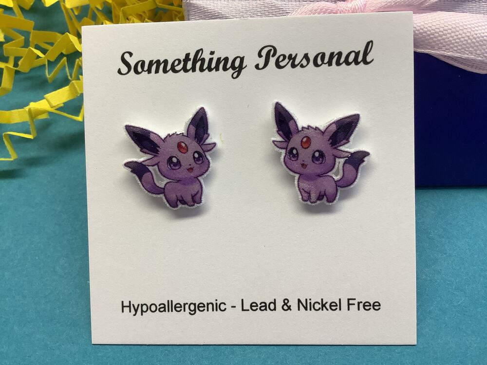Espeon - Pokemon Inspired Stud Earrings - Gift Boxed - Chibi Cute - Eeveelution